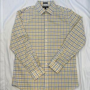 Banana Republic Yellow and Blue Checkered Men's Shirt